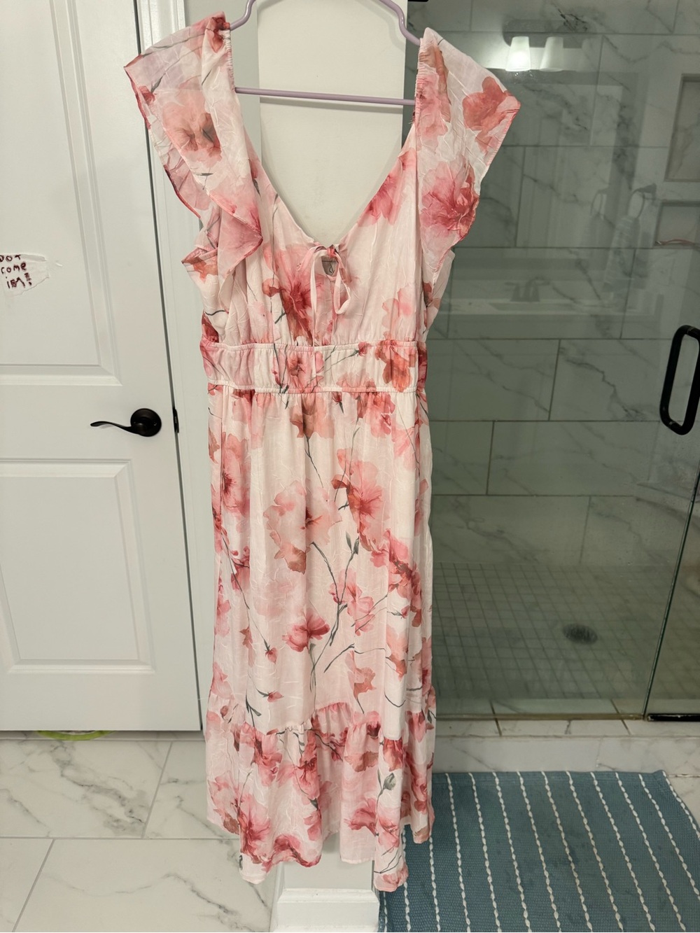 Joie Pink Floral Maxi Dress with Ruffle Sleeves